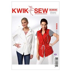 3930 KWIK SEW DRAWSTRING POCKET VEST,  JACKET PATTERN XS-XL UNCUT